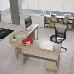 Angolo 99x60cm per scrivania rovere antracite lucido Time