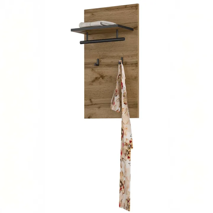 Appendiabiti a parete 40x70h cm con mensola rovere Lolla