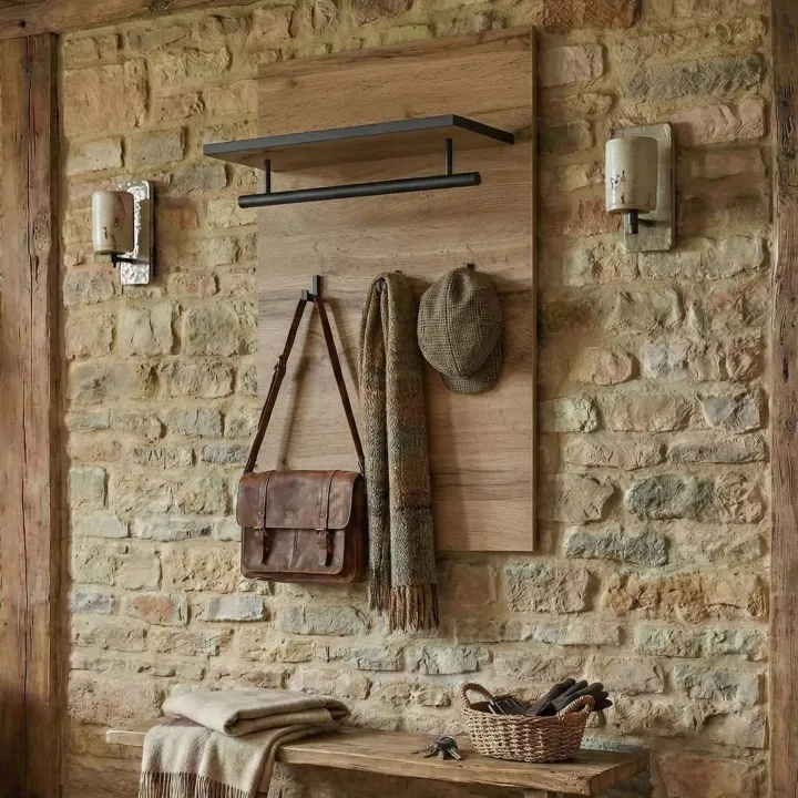 Appendiabiti a parete 40x70h cm con mensola rovere Lolla