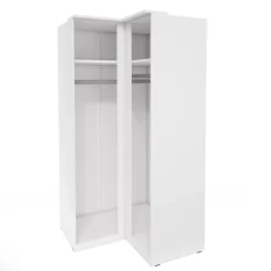 Armadio ad angolo 109x217h cm 2 ante bianco opaco e lucido Naper