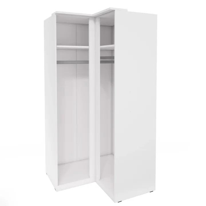Armadio ad angolo 109x217h cm 2 ante bianco opaco e lucido Naper