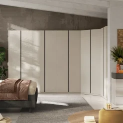 Armadio angolare 393x240h cm 10 ante battenti beige cashmere antracite Blossy