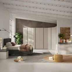 Armadio angolare 393x240h cm 10 ante battenti beige cashmere antracite Blossy