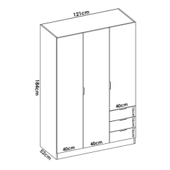 Armadio angolare 214x184h cm con ante e cassetti legno rovere Juan