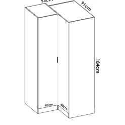 Armadio angolare 133x184h cm con barra appendiabiti legno bianco Juan