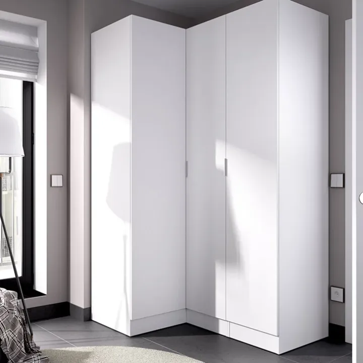 Armadio angolare 133x184h cm con barra appendiabiti legno bianco Juan