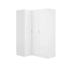 Armadio angolare 133x184h cm con barra appendiabiti legno bianco Juan