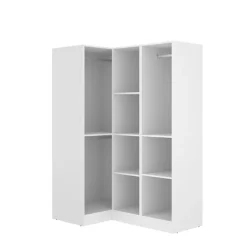 Armadio angolare 133x184h cm con barra appendiabiti legno bianco Juan