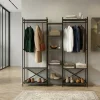 Armadio aperto con appendiabiti 172x181h cm 4 ripiani industrial metallo antracite Loft