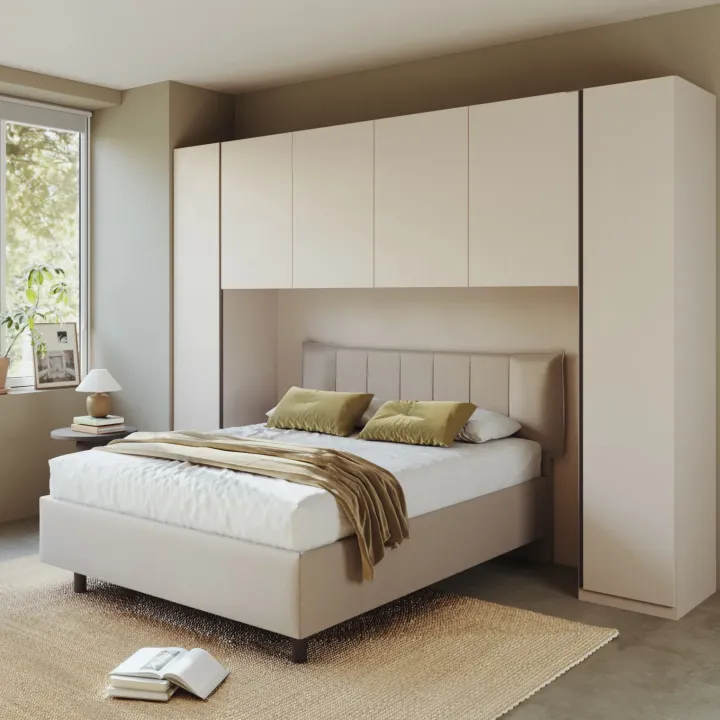 Armadio a ponte 330x240h cm 6 ante battenti beige cashmere antracite Blossy