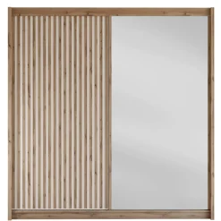 Armadio cannettato 203x215h cm 2 ante scorrevoli rovere bianco Ciang