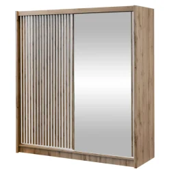 Armadio cannettato 203x215h cm 2 ante scorrevoli rovere bianco Ciang