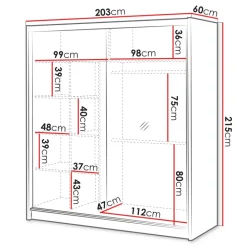 Armadio cannettato 203x215h cm 2 ante scorrevoli rovere bianco Ciang