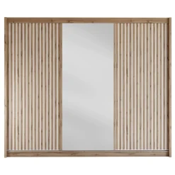 Armadio cannettato 250x215h cm 3 ante scorrevoli rovere bianco Ciang