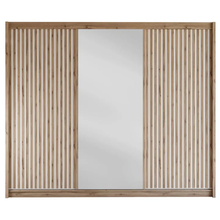Armadio cannettato 250x215h cm 3 ante scorrevoli rovere bianco Ciang
