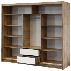 Armadio cannettato 250x215h cm 3 ante scorrevoli rovere bianco Ciang