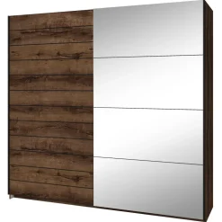 Armadio con specchio 221x210h cm 2 ante scorrevoli rovere scuro Lisbona Gihome®