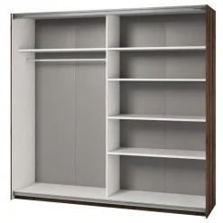 Armadio con specchio 221x210h cm 2 ante scorrevoli rovere scuro Lisbona Gihome®