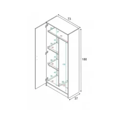 Armadio ingresso 73x180h cm 2 ante battenti multiuso bianco opaco Corie