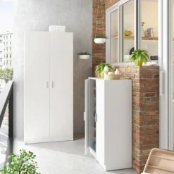 Armadio ingresso 73x180h cm 2 ante battenti multiuso bianco opaco Corie