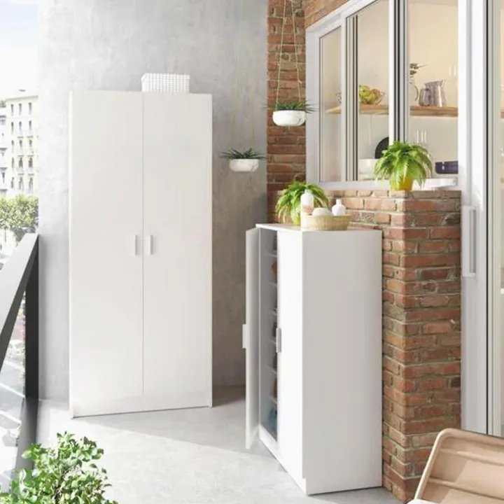 Armadio ingresso 73x180h cm 2 ante battenti multiuso bianco opaco Corie