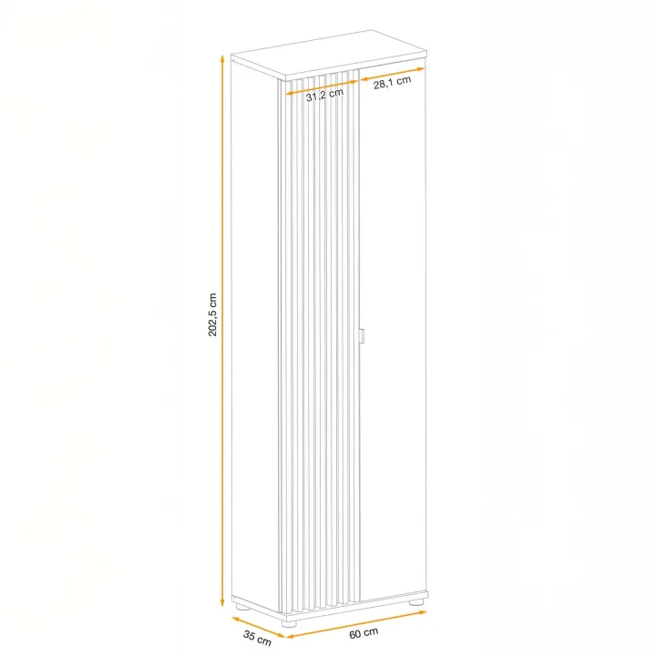 Armadio ingresso 60x202h cm cannettato rovere nero Berlino