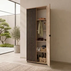 Armadio ingresso 60x202h cm cannettato rovere nero Berlino