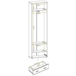 Armadio multiuso ingresso 60x203h cm 2 ante stampa a righe rovere rustico antracite California Gihome®