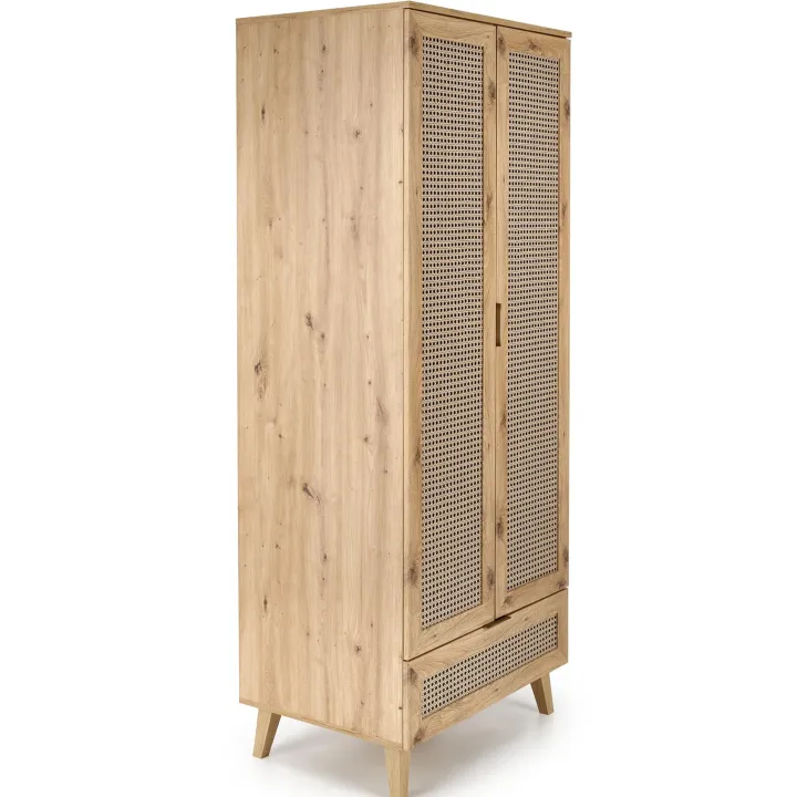 Armadio multiuso 80x200h cm 2 ante 1 cassetto moderno rovere Sombra