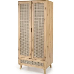 Armadio multiuso 80x200h cm 2 ante 1 cassetto moderno rovere Sombra