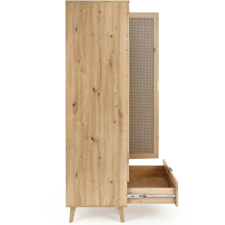 Armadio multiuso 80x200h cm 2 ante 1 cassetto moderno rovere Sombra