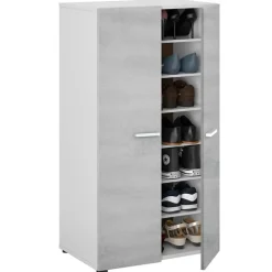 Armadio scarpiera 55x108h cm 2 ante battente bianco opaco cemento Tom