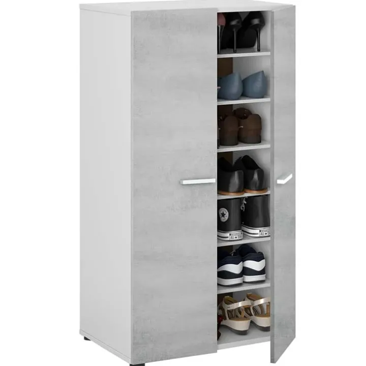 Armadio scarpiera 55x108h cm 2 ante battente bianco opaco cemento Tom