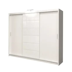Armadio scorrevole 250x215h cm 3 ante moderno cassetti e led bianco Larissa