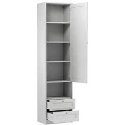 Armadio shabby 54x220h cm con vano comodino bianco Shubo