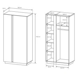 Armadio soggiorno 97x194h cm 2 ante bianco lucido rovere Noa Gihome®