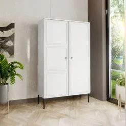 Armadio soggiorno 100x166h cm 2 ante bianco opaco Stark