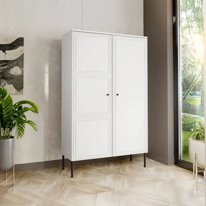 Armadio soggiorno 100x166h cm 2 ante bianco opaco Stark