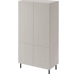 Armadio soggiorno 90x185h cm 4 ante con frontali cannettati beige Ziggy