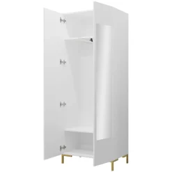 Armadio soggiorno 74x196h cm 2 ante con specchio bianco Nuvia