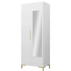 Armadio soggiorno 74x196h cm 2 ante con specchio bianco Nuvia