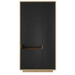 Armadio soggiorno 92x181h cm 3 ante moderno nero opaco rovere Esmond