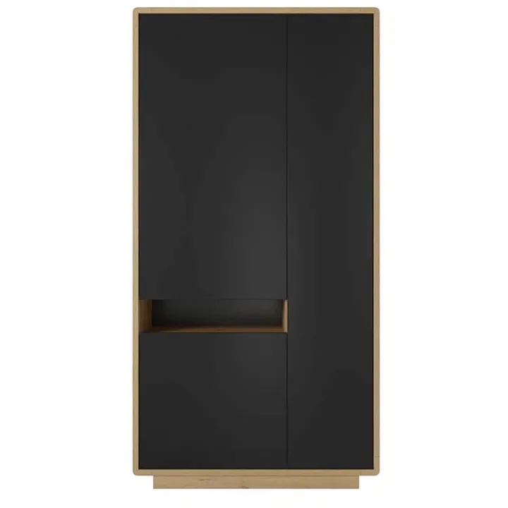 Armadio soggiorno 92x181h cm 3 ante moderno nero opaco rovere Esmond