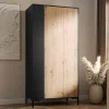 Armadio soggiorno 90x184h cm 2 ante rovere nero Duble
