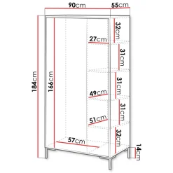Armadio soggiorno 90x184h cm 2 ante rovere nero Duble