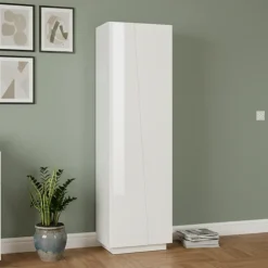 Armadio soggiorno 60x200h cm moderno bianco lucido Candia Gihome®