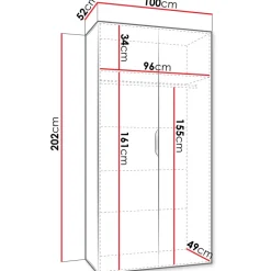 Armadio 100x202 cm 2 ante bianco opaco Valencia