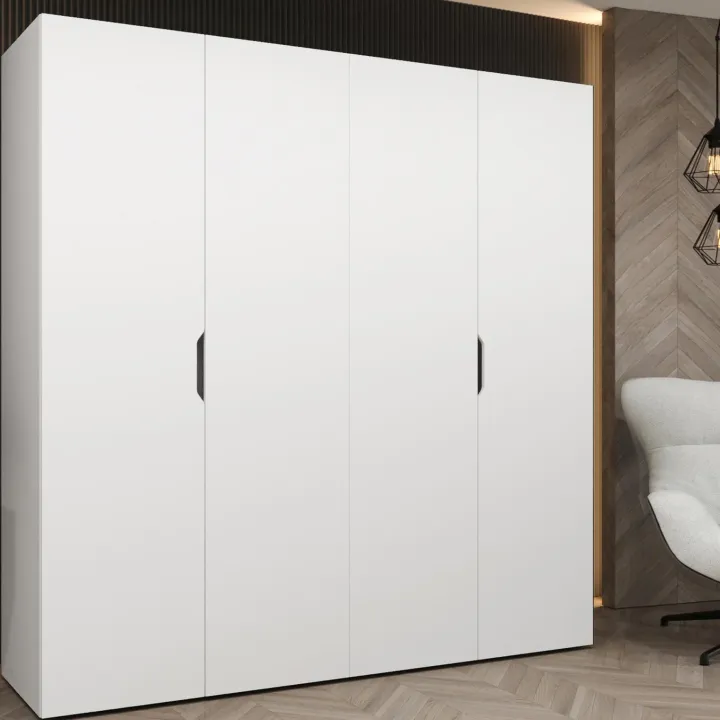 Armadio 200x202 cm 4 ante bianco opaco Valencia