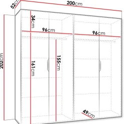 Armadio 200x202 cm 4 ante bianco opaco Valencia
