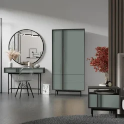 Armadio 93x195 cm 2 ante 2 cassetti antracide verde Essenzia